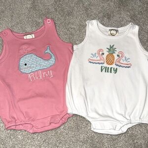 Two personalized Riley 3t bubbles whale and flamingo pineapple